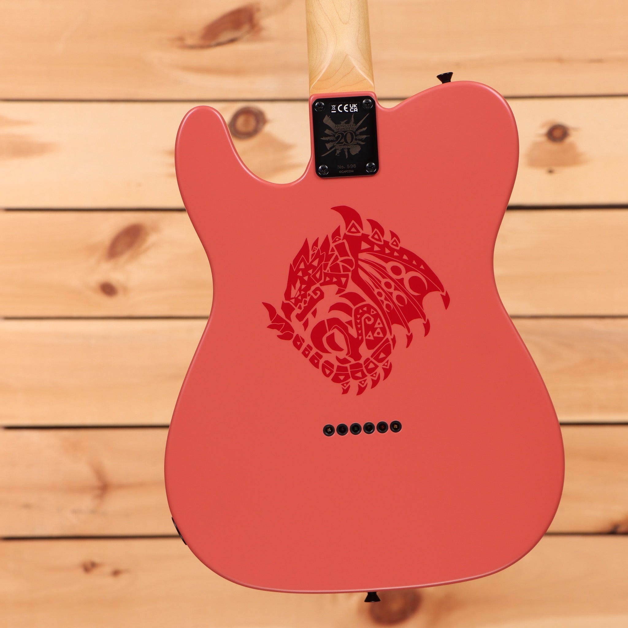 Fender Monster Hunter Rathalos Telecaster electric guitar Rathalos Red with decorative beast engraving