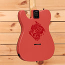 Fender Monster Hunter Rathalos Telecaster electric guitar Rathalos Red with decorative dragon inlay design