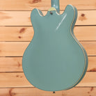 Eastman T60TV semi-hollow body electric guitar faded blue with f-holes and maple neck binding
