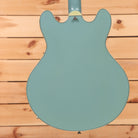 Eastman T60TV semi-hollow body electric guitar faded blue with maple neck binding