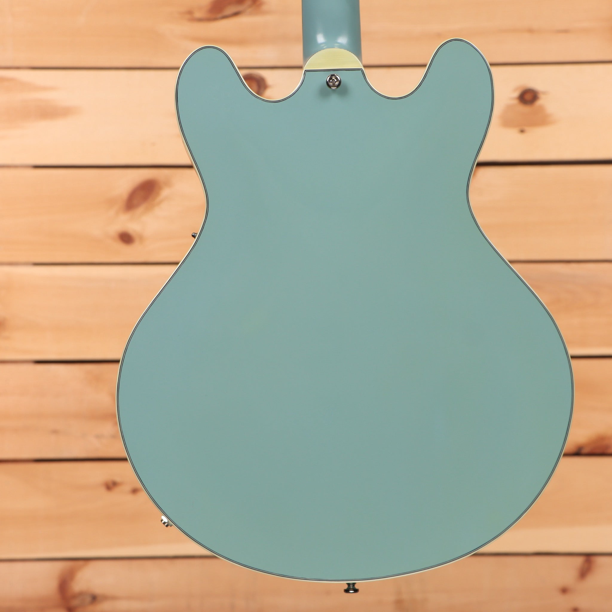 Eastman T60TV semi-hollow body electric guitar faded blue with maple neck binding
