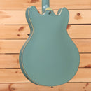 Eastman T60 semi-hollow body electric guitar faded blue with maple neck binding