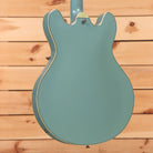Eastman T60 semi-hollow body electric guitar faded blue with maple neck binding