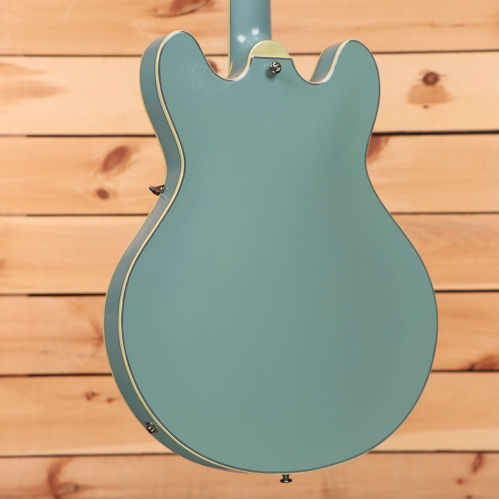 Eastman T60 semi-hollow body electric guitar faded blue with maple neck binding