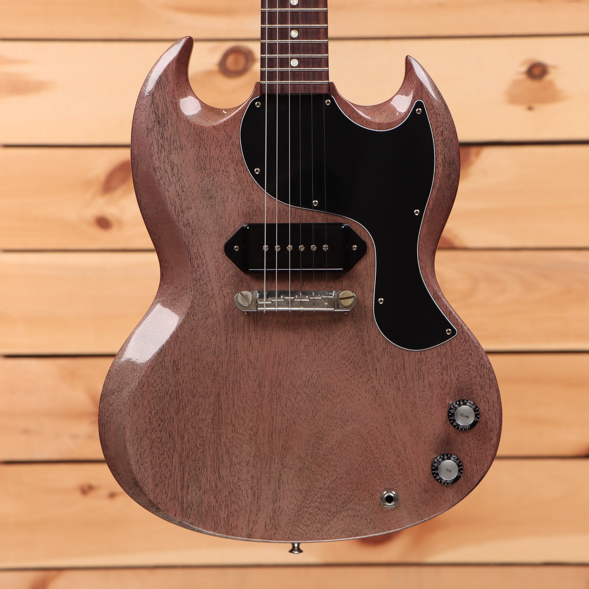 Gibson 1963 SG Junior Lightning Bar Reissue electric guitar TV Heather Poly with P90 pickup