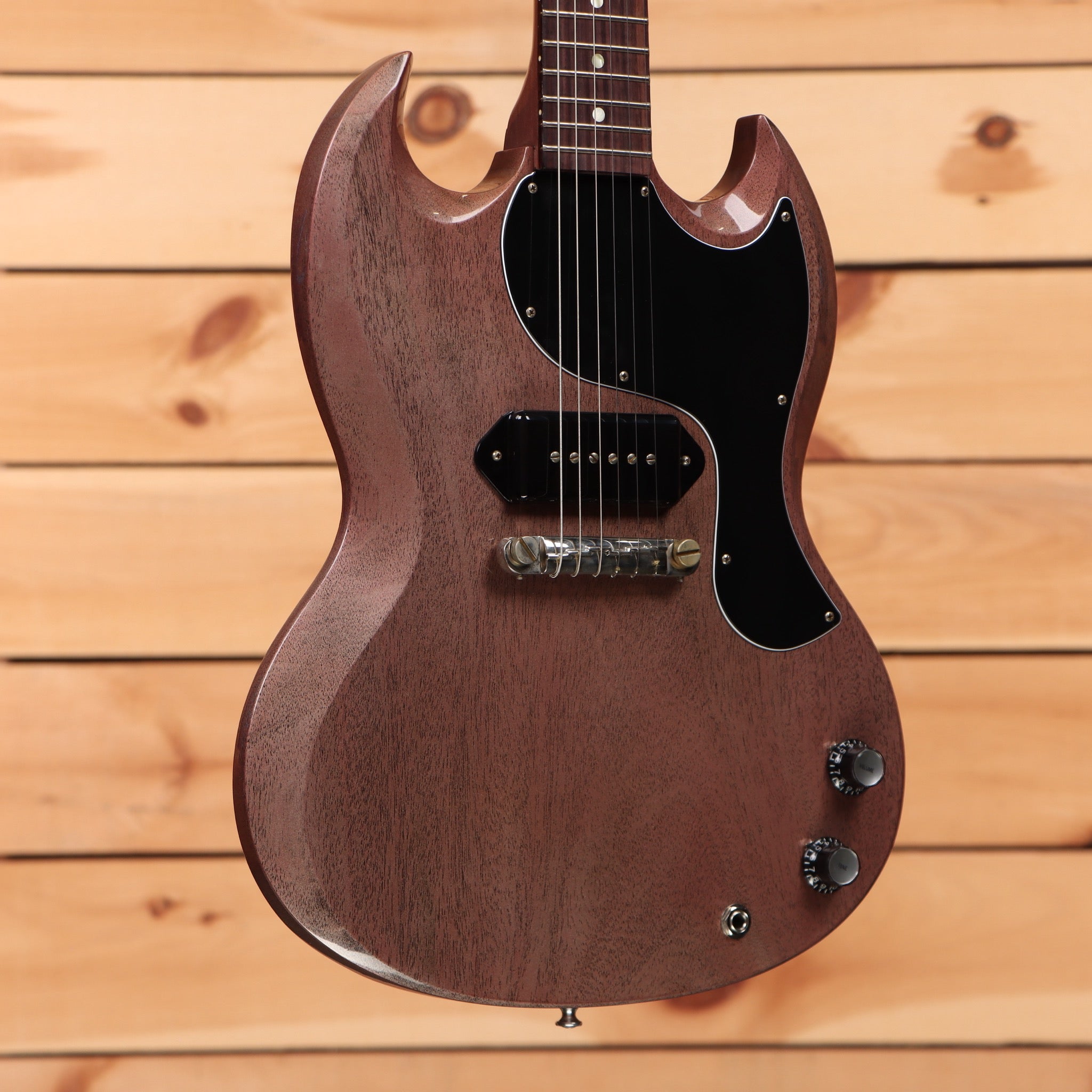 Gibson 1963 SG Junior Lightning Bar Reissue VOS TV Heather electric guitar with P90 pickup