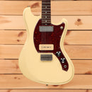 Treetone Stella electric guitar Vintage White with tortoiseshell pickguard and dual P90 pickups