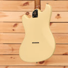 Treetone Stella electric Mustang-style guitar Vintage White finish with roasted maple neck rear view