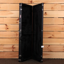 Gator Cases black hardshell guitar case open showing black velvet interior with chrome latches and handle