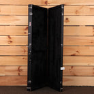 Gator Cases black hardshell guitar case open showing black velvet interior with chrome latches and handle