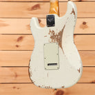 Pre-owned Fender Custom Shop 1960 Stratocaster electric guitar Heavy Relic Aged Olympic White with single-coil pickups