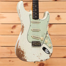 Pre-owned Fender Custom Shop 1960 Stratocaster heavy relic electric guitar Olympic White with mint green pickguard