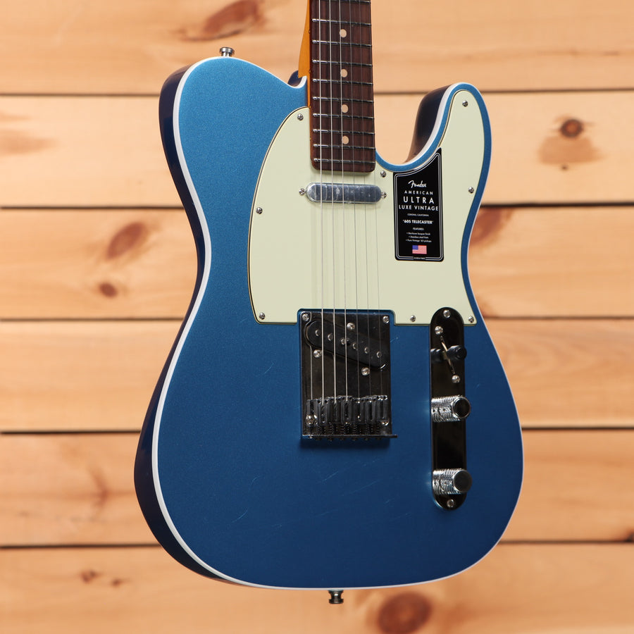 Fender American Ultra Luxe Vintage 60s Telecaster electric guitar Lake Placid Blue cream pickguard