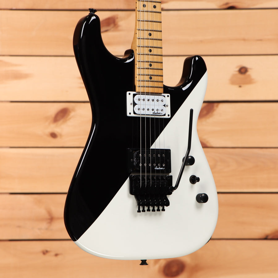 Jackson LTD Pro Origins 1985 Sandimas SD1 electric guitar two-face finish with humbucker pickups and Floyd Rose tremolo