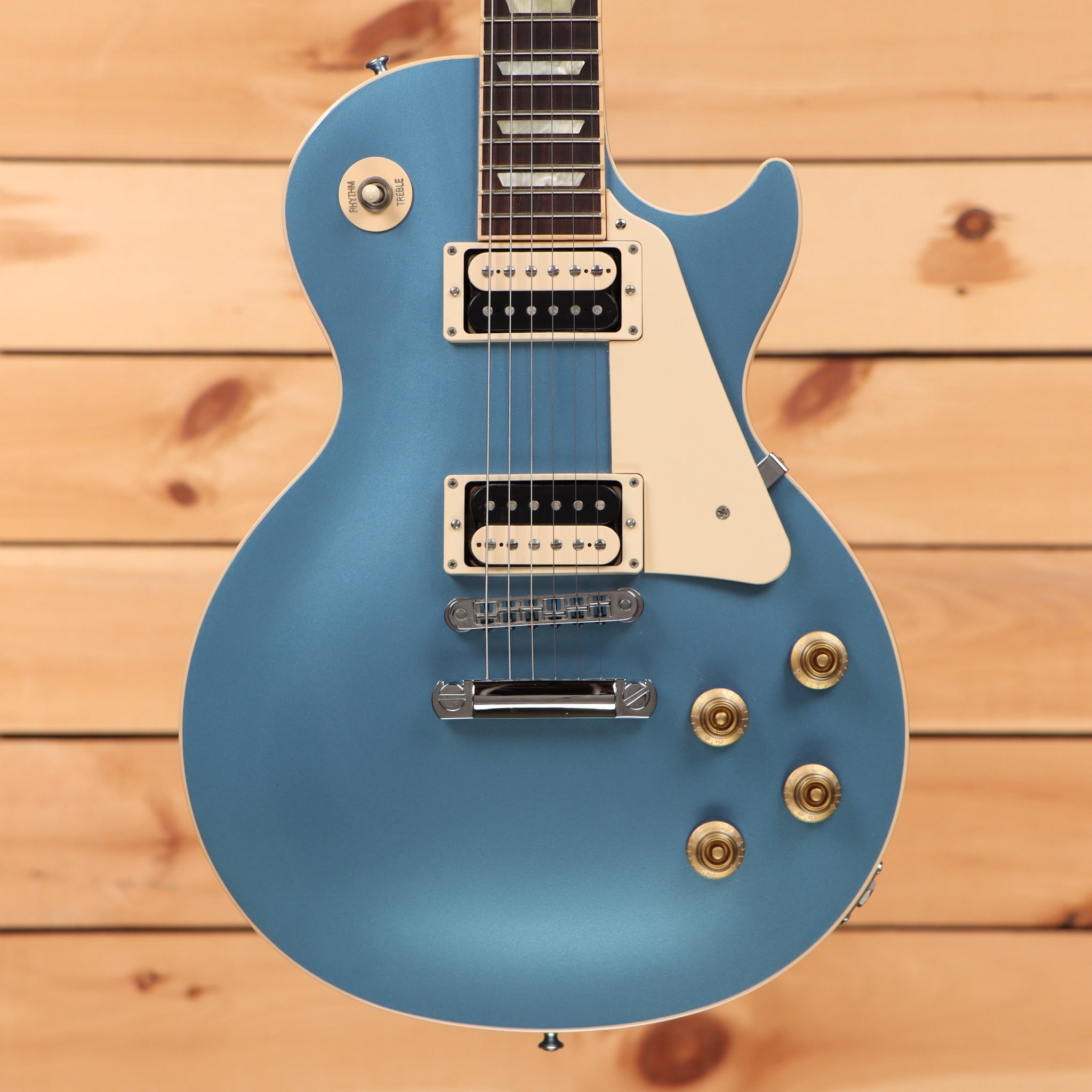Gibson Les Paul Standard electric guitar pelham blue finish with humbucker pickups and tune-o-matic bridge