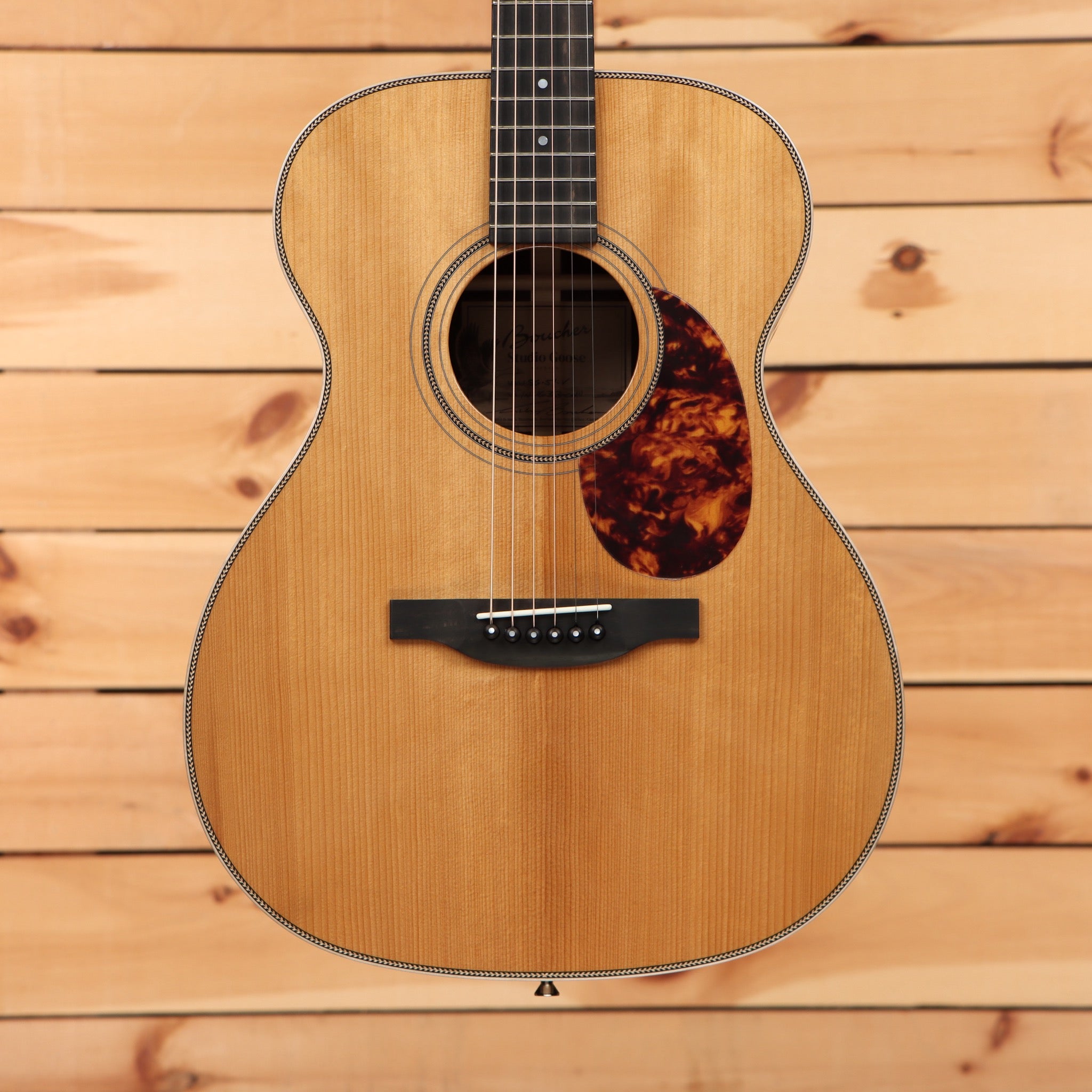 Boucher SG51V acoustic guitar natural finish with tortoiseshell pickguard and 12-string configuration