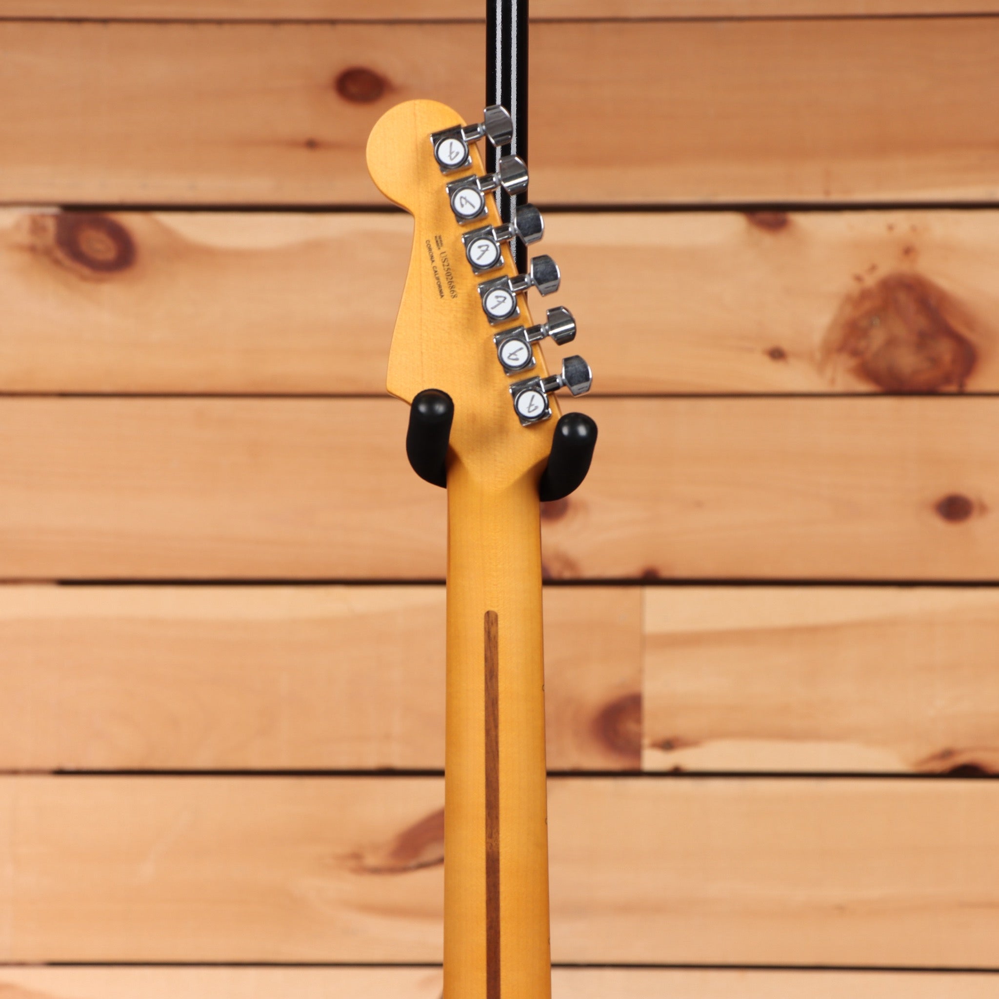 Fender American Ultra Luxe Vintage 60s Stratocaster HSS electric guitar with maple neck and black headstock detail
