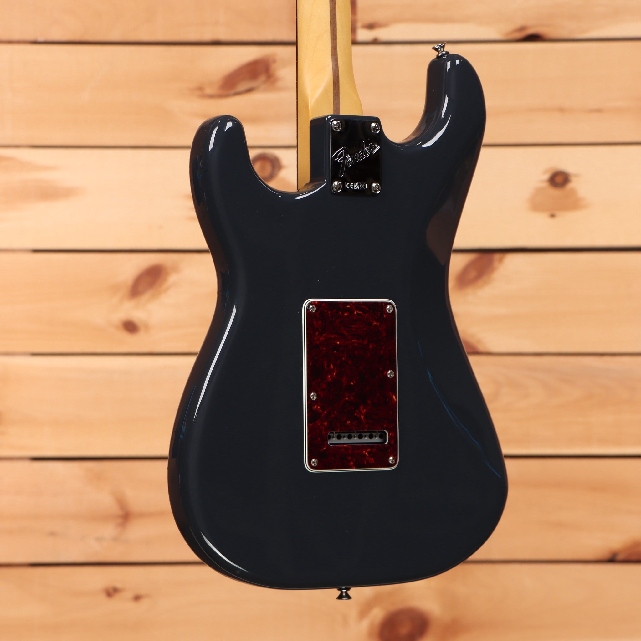 Fender American Professional Stratocaster electric guitar Classic Faded Black with tortoiseshell pickguard and single-coil pickups