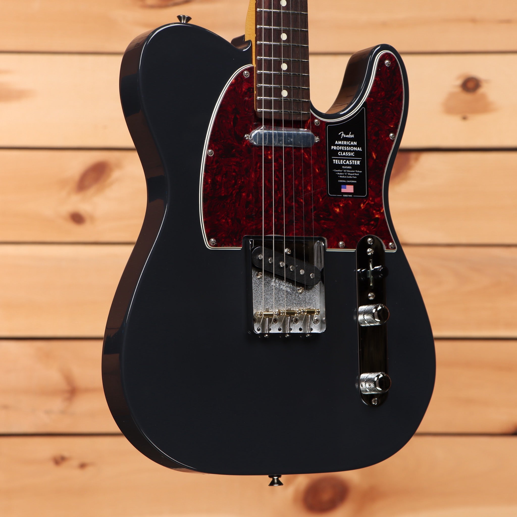 Fender American Professional Classic Telecaster electric guitar Faded Black with red tortoiseshell pickguard