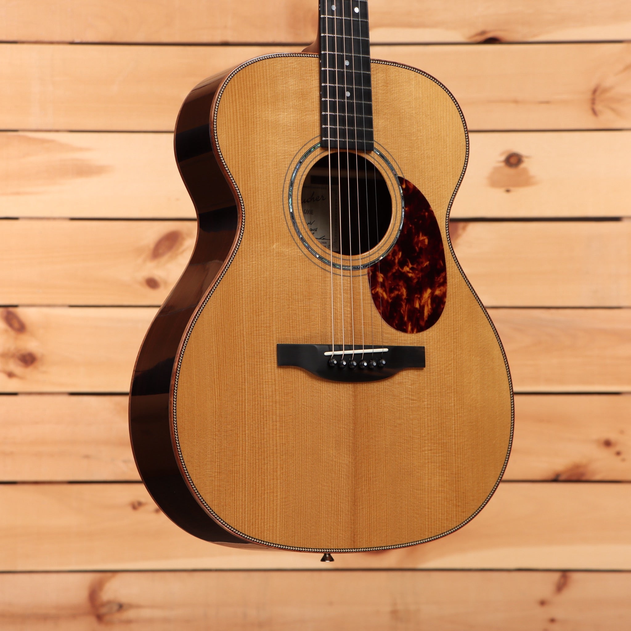 Pre-owned Boucher SG51MV acoustic guitar natural finish with tortoiseshell pickguard