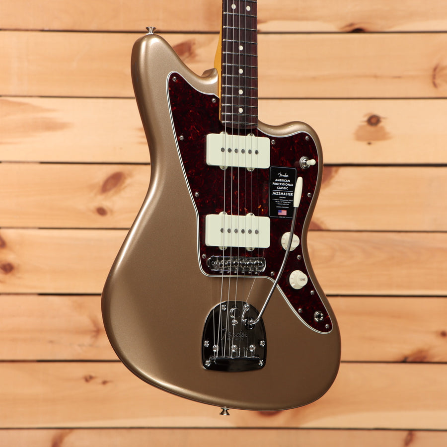 Fender American Professional Classic Jazzmaster electric guitar Faded Firemist Gold with cream pickguard