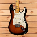 Pre-owned Fender Eric Johnson Stratocaster 2-Color Sunburst electric guitar with maple neck and white pickguard