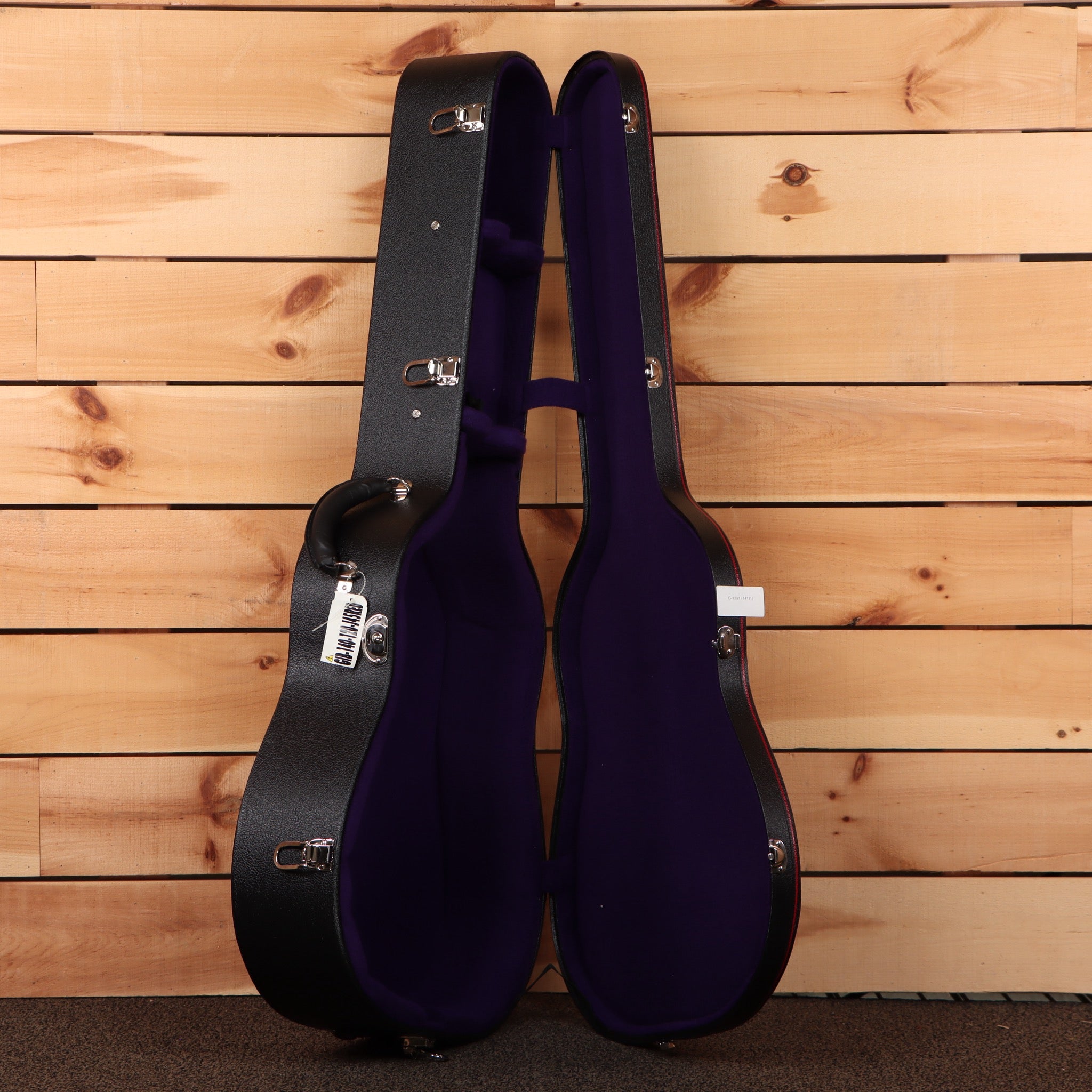 Gibson J-45 acoustic guitar heavy aged vintage sunburst with purple velvet case interior