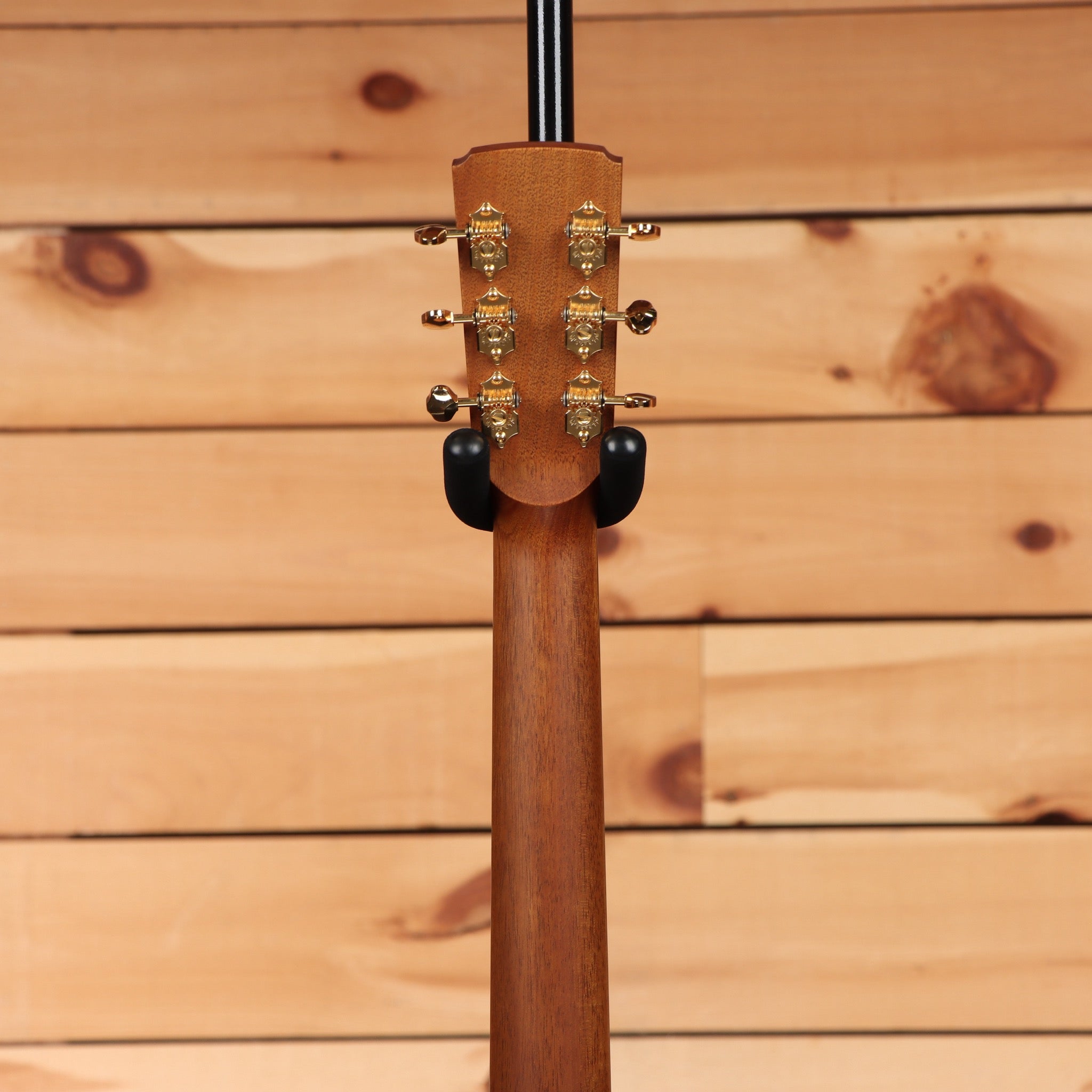 Boucher GRSG161T acoustic guitar natural finish with gold tuning machines and black strap buttons