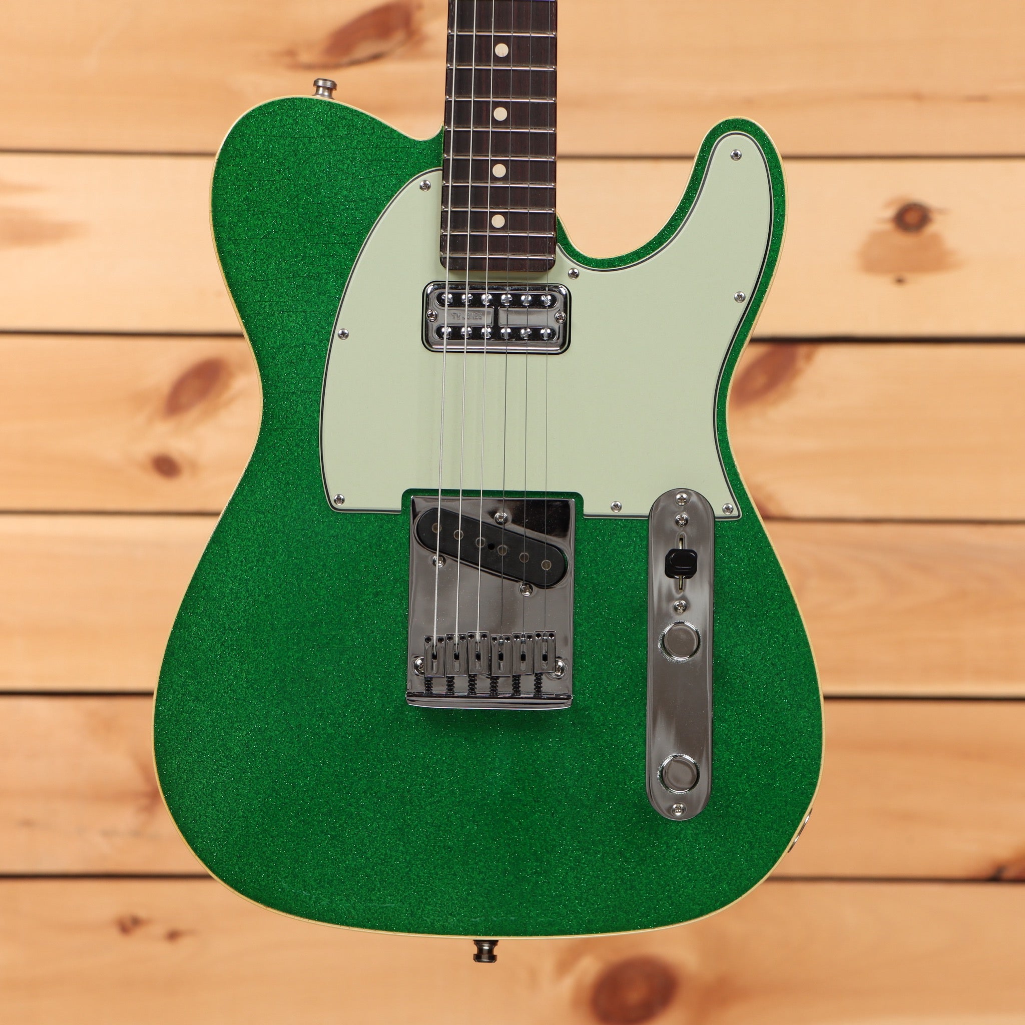 Fender Custom Shop Dual Stack HS Telecaster Deluxe electric guitar Green Sparkle with humbucker pickups