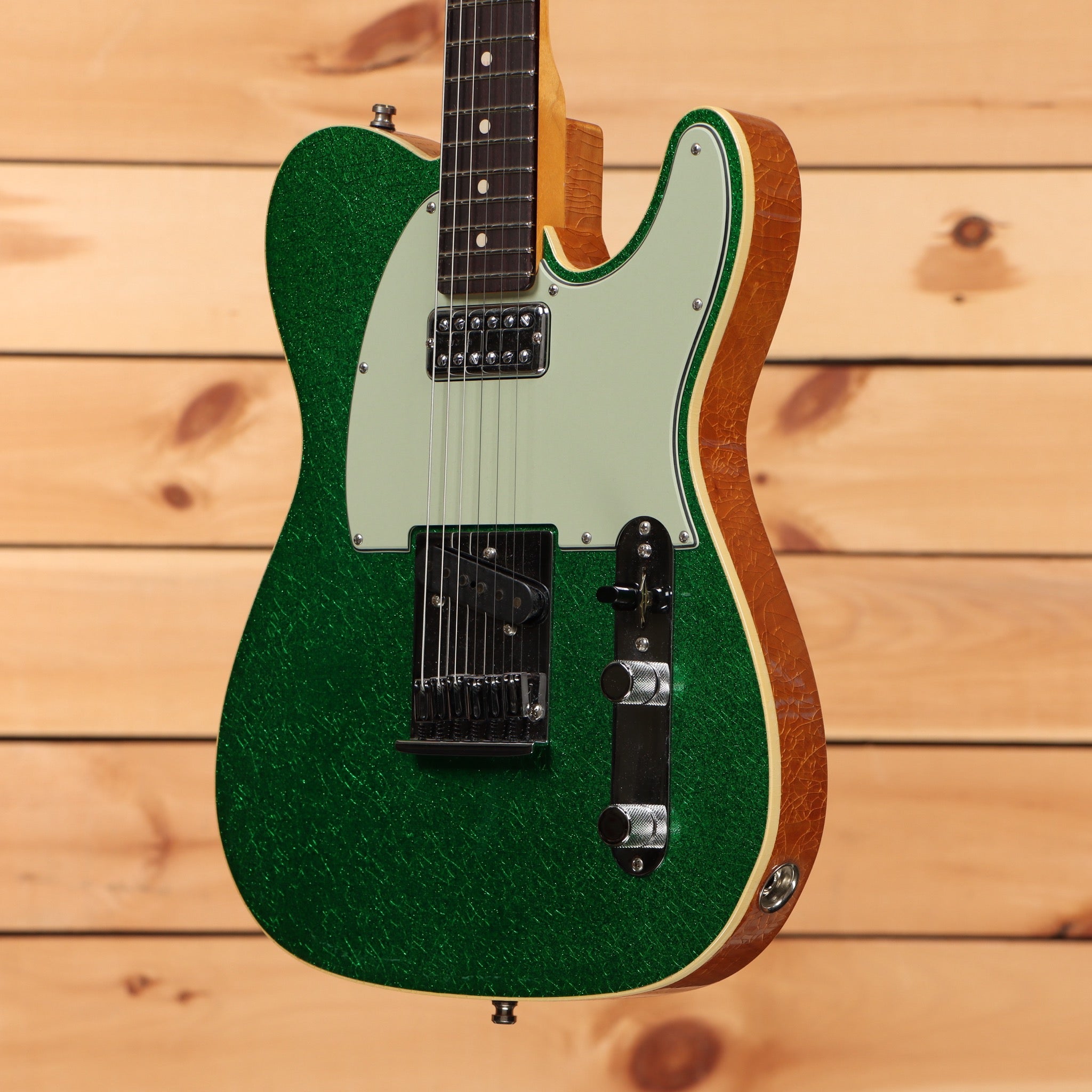 Fender Custom Shop Dual Stack HS Telecaster Deluxe electric guitar Green Sparkle with dual humbucker pickups