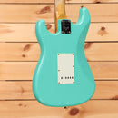 Fender Custom Shop Limited 59 Stratocaster Journeyman Relic Super Faded Aged Sea Foam Green electric guitar with white pickguard