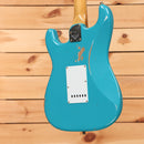 Fender Custom Shop Ltd NAMM 2025 Strat Pro Relic electric guitar Taos Turquoise with white pickguard and reliced finish