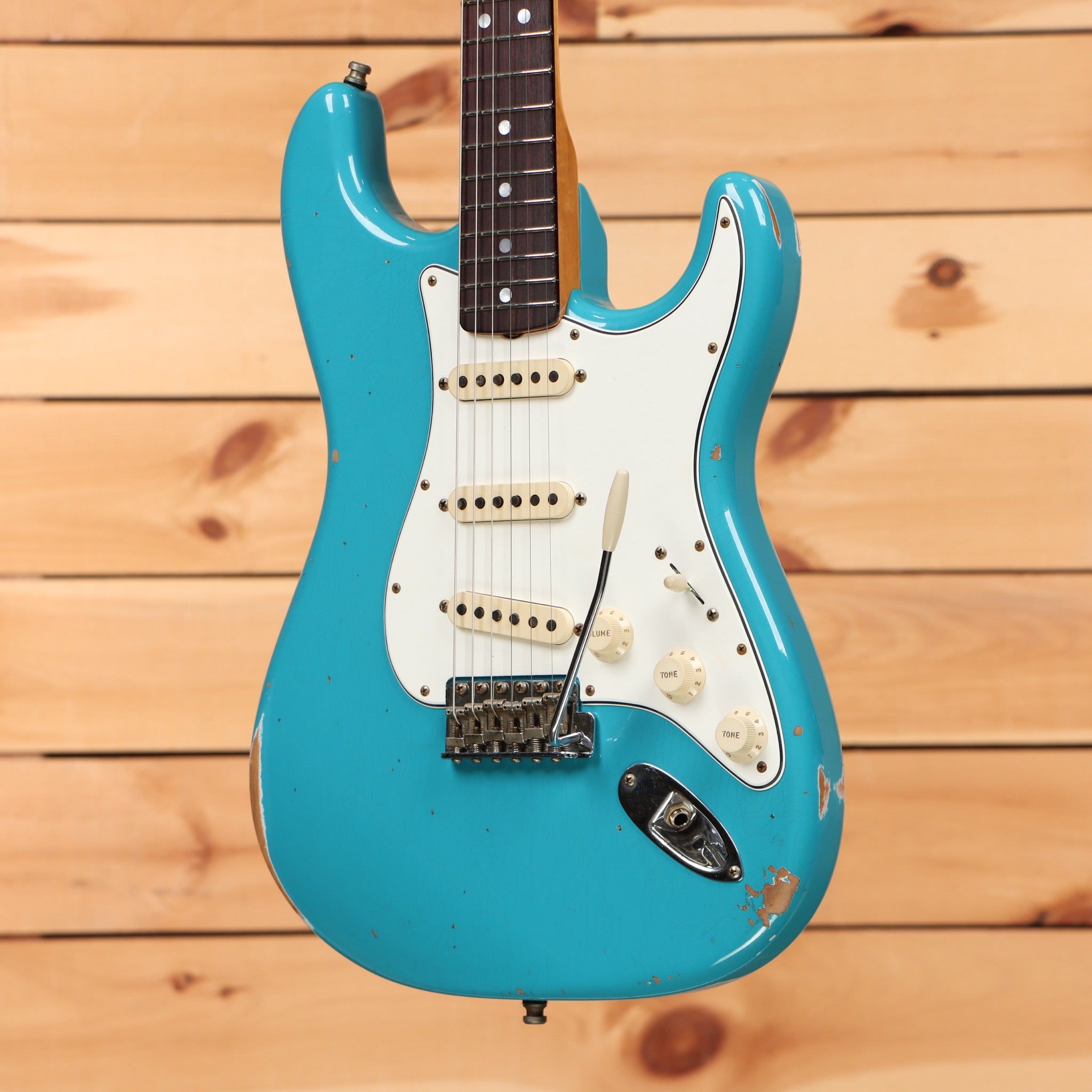 Fender Custom Shop Ltd NAMM 2025 Strat Pro Relic electric guitar Taos Turquoise with single-coil pickups
