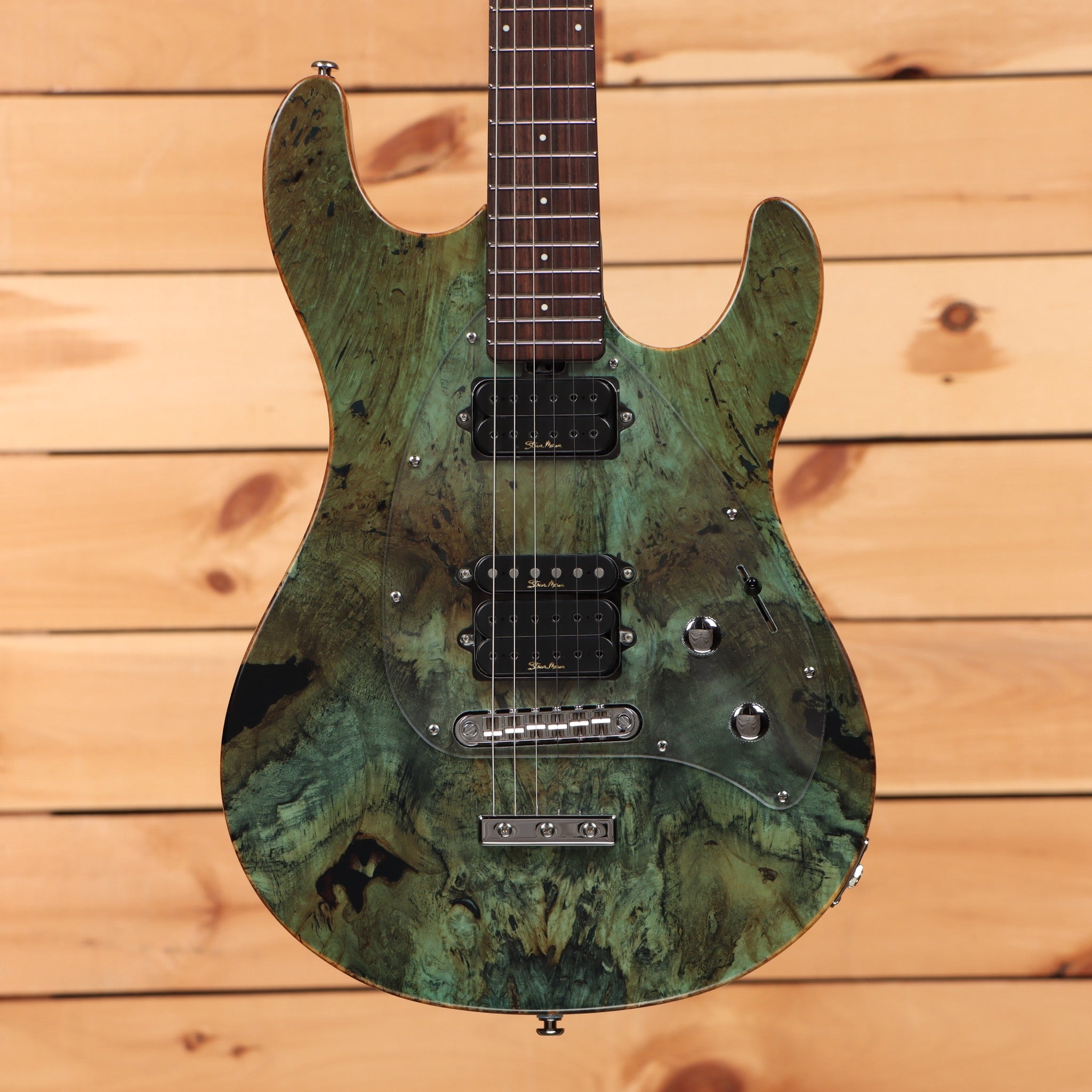 Pre-owned Ernie Ball Steve Morse Y2D electric guitar Jade Burl with dual humbucker pickups