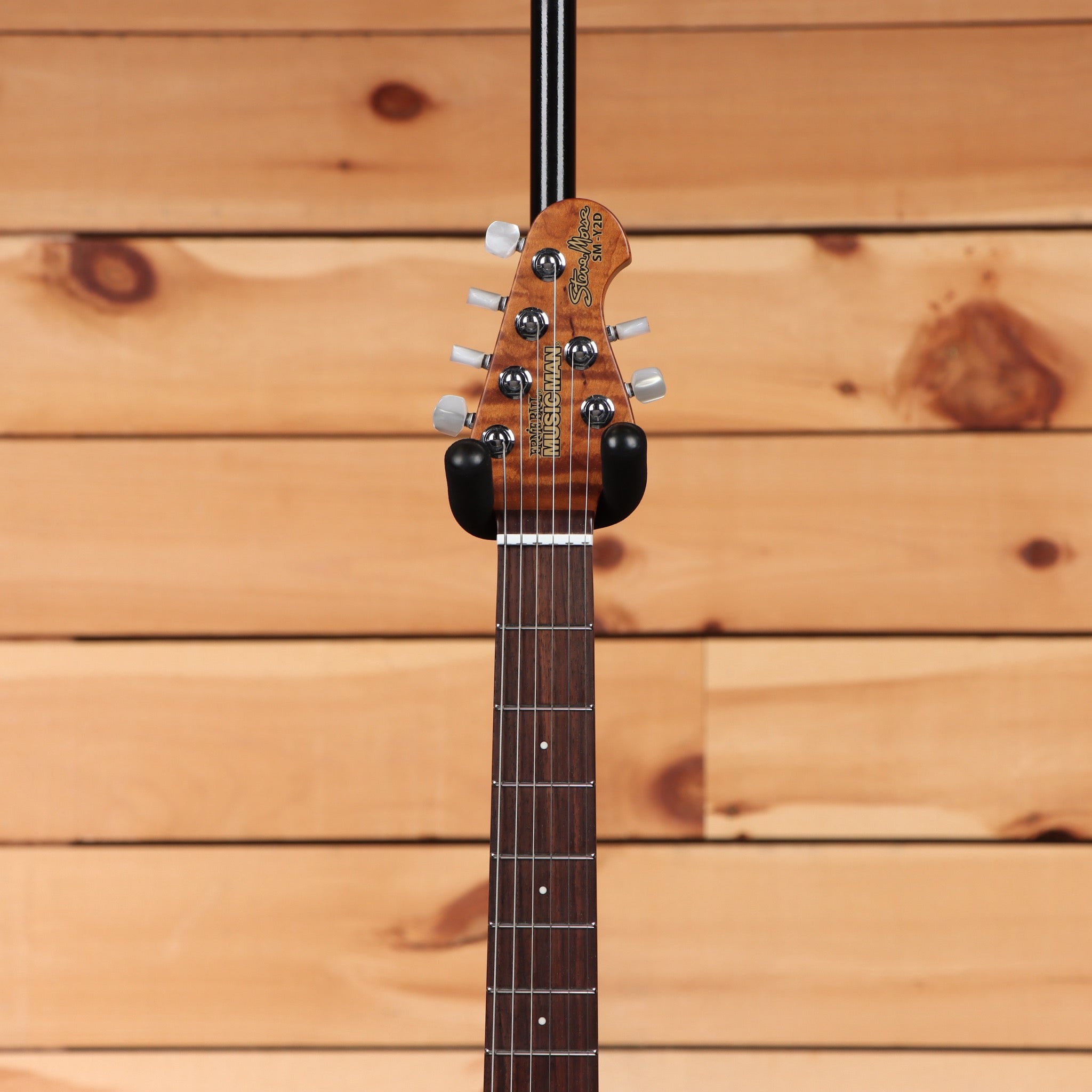 Pre-owned Ernie Ball Steve Morse Y2D electric guitar Jade Burl finish with chrome tuning machines