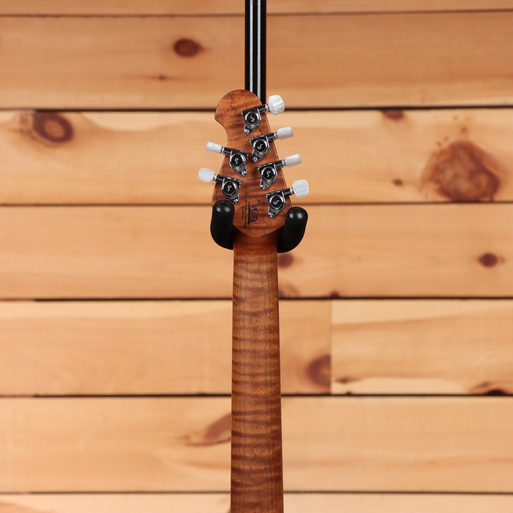 Pre-owned Ernie Ball Steve Morse Y2D electric bass jade burl finish with chrome tuners