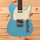 Mario Martin Model T Lake Placid Blue pre-owned electric guitar Telecaster with single-coil pickups and cream pickguard