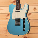 Mario Martin Model T pre-owned electric guitar Lake Placid Blue with cream pickguard and single-coil pickup