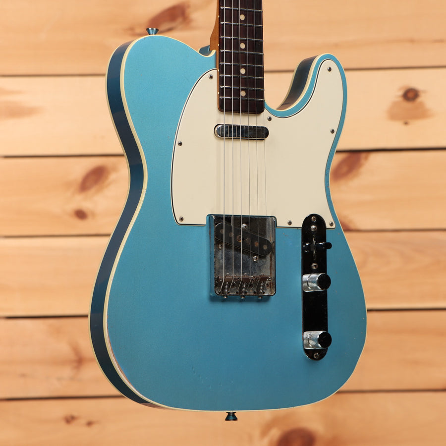 Mario Martin Model T Lake Placid Blue pre-owned electric guitar Telecaster with single-coil pickup and cream pickguard