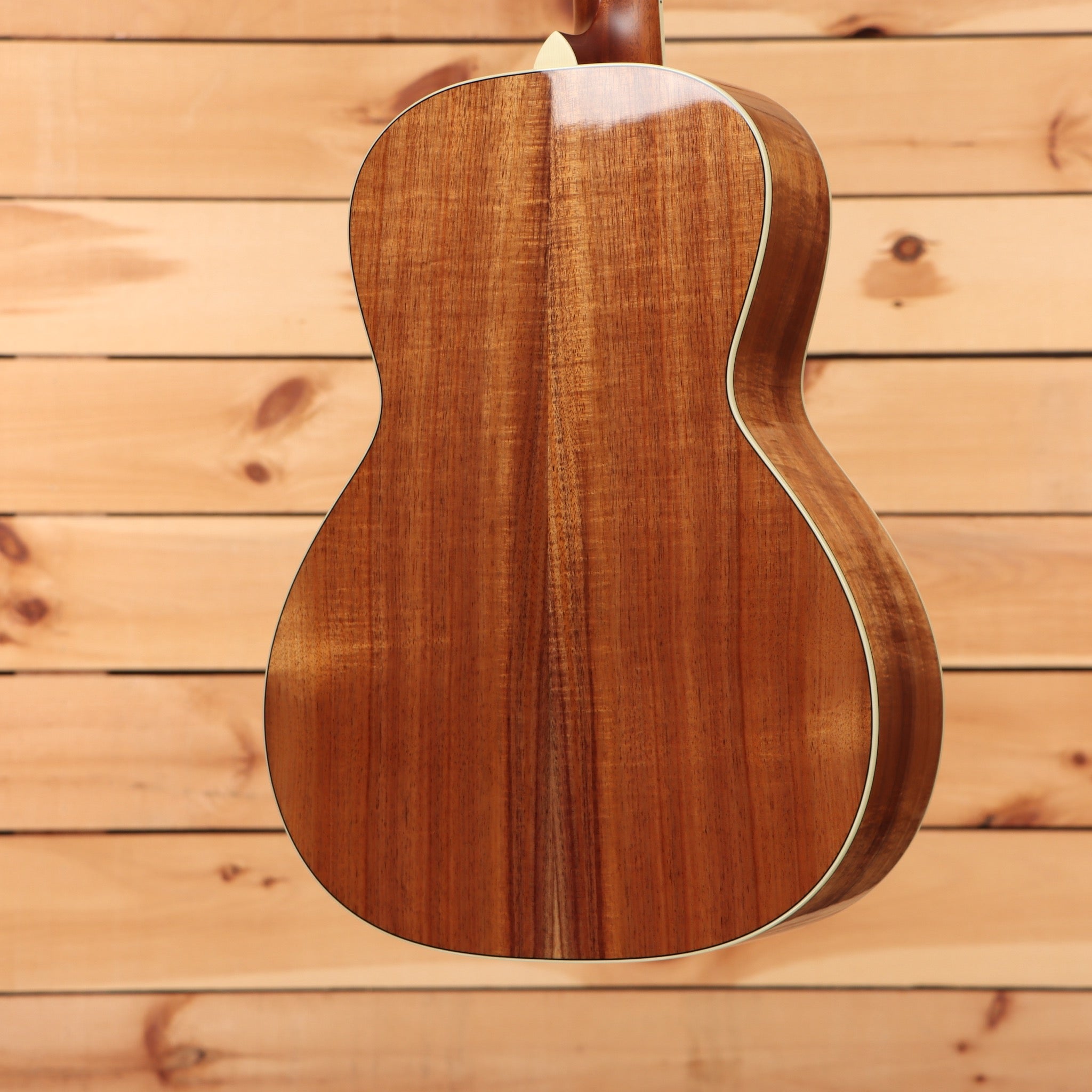 Bourgeois Downeast LDB acoustic guitar koa natural finish with white binding and center strip