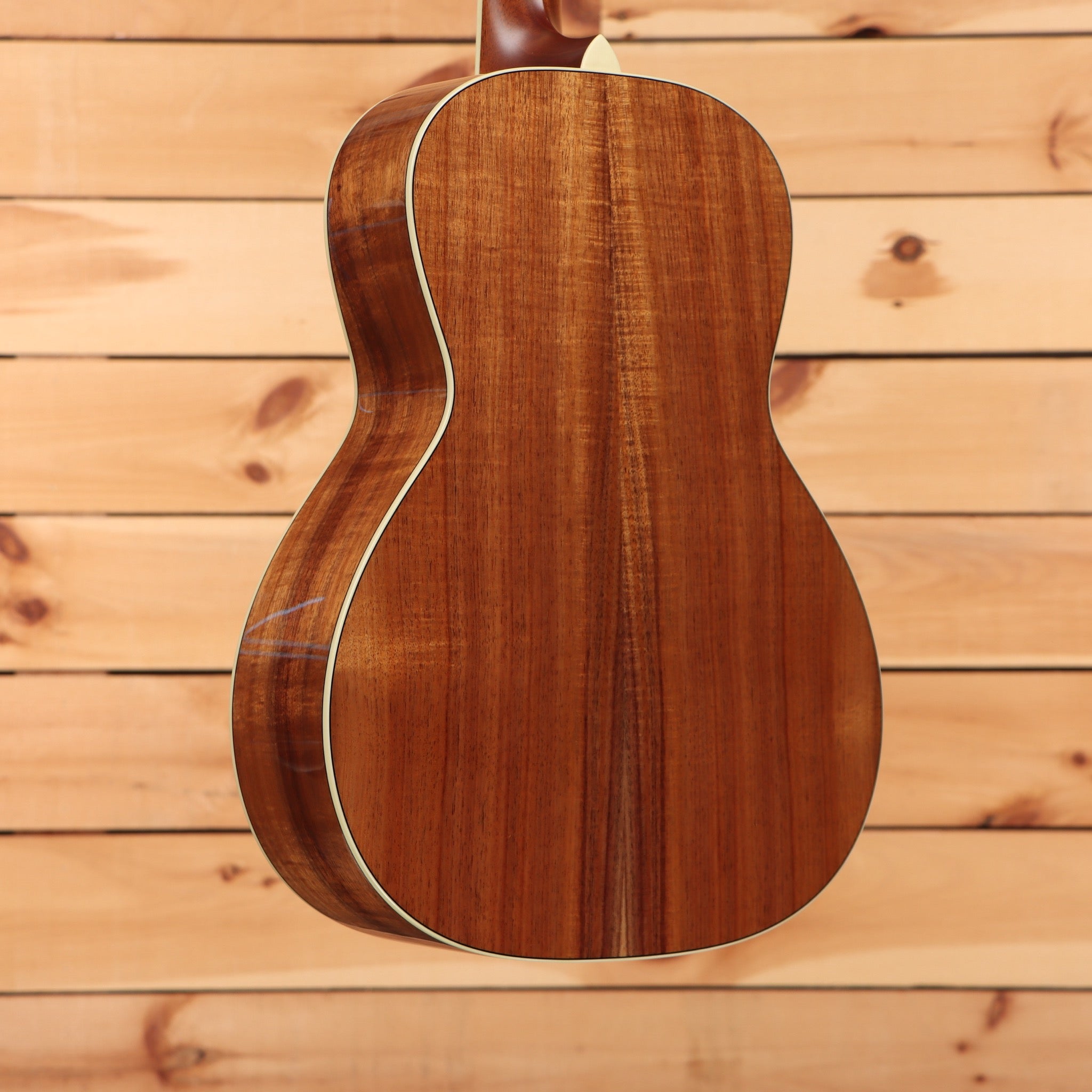Bourgeois DownEast LDB koa acoustic guitar natural finish with white binding detail