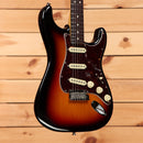Fender American Pro II Stratocaster electric guitar 3-color sunburst pre-owned with single-coil pickups and tortoiseshell pickguard