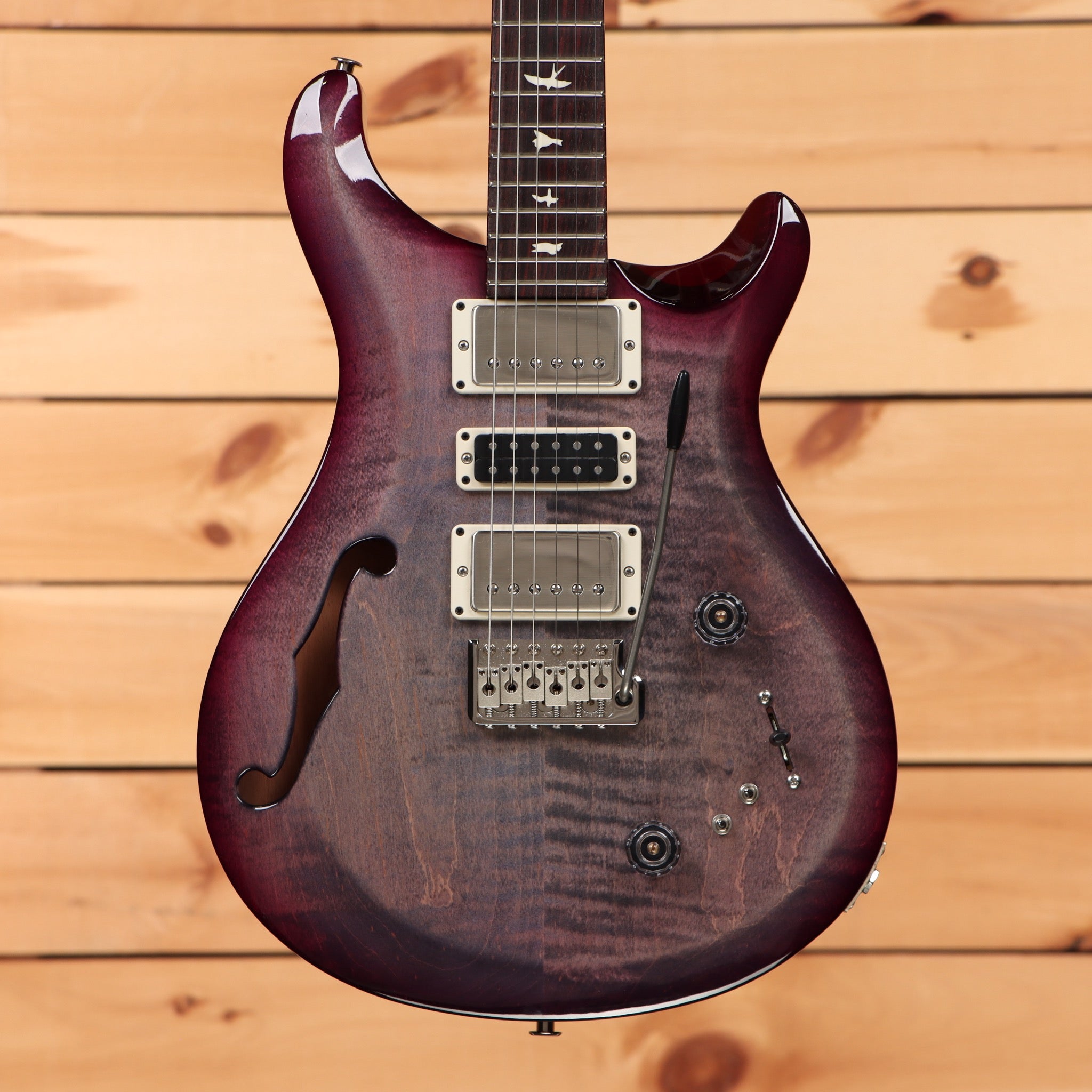 Pre-owned Paul Reed Smith S2 Special semi-hollow electric guitar Faded Gray Black Purple Burst with three humbucker pickups