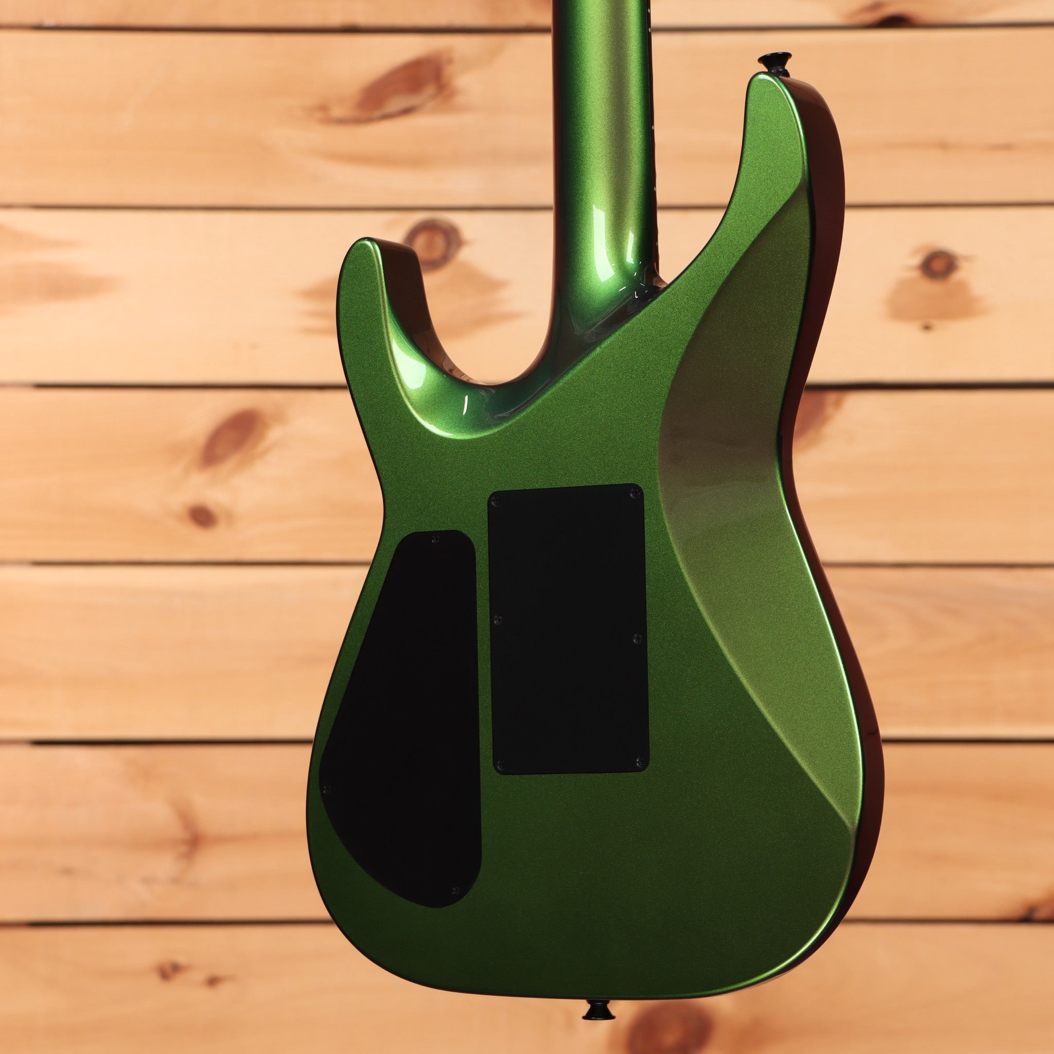 Jackson Righteous Run Custom Soloist electric guitar Purple to Green Shift with rear cavity covers and black hardware
