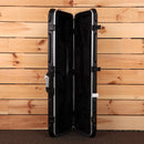 Jackson Righteous Run Custom Soloist guitar hard case black ABS plastic with silver hardware latches open interior view