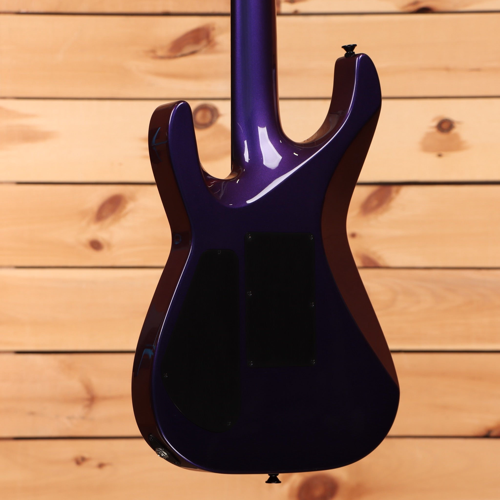 Jackson Righteous Run Custom Soloist electric guitar Red to Blue Shift finish with black hardware rear view