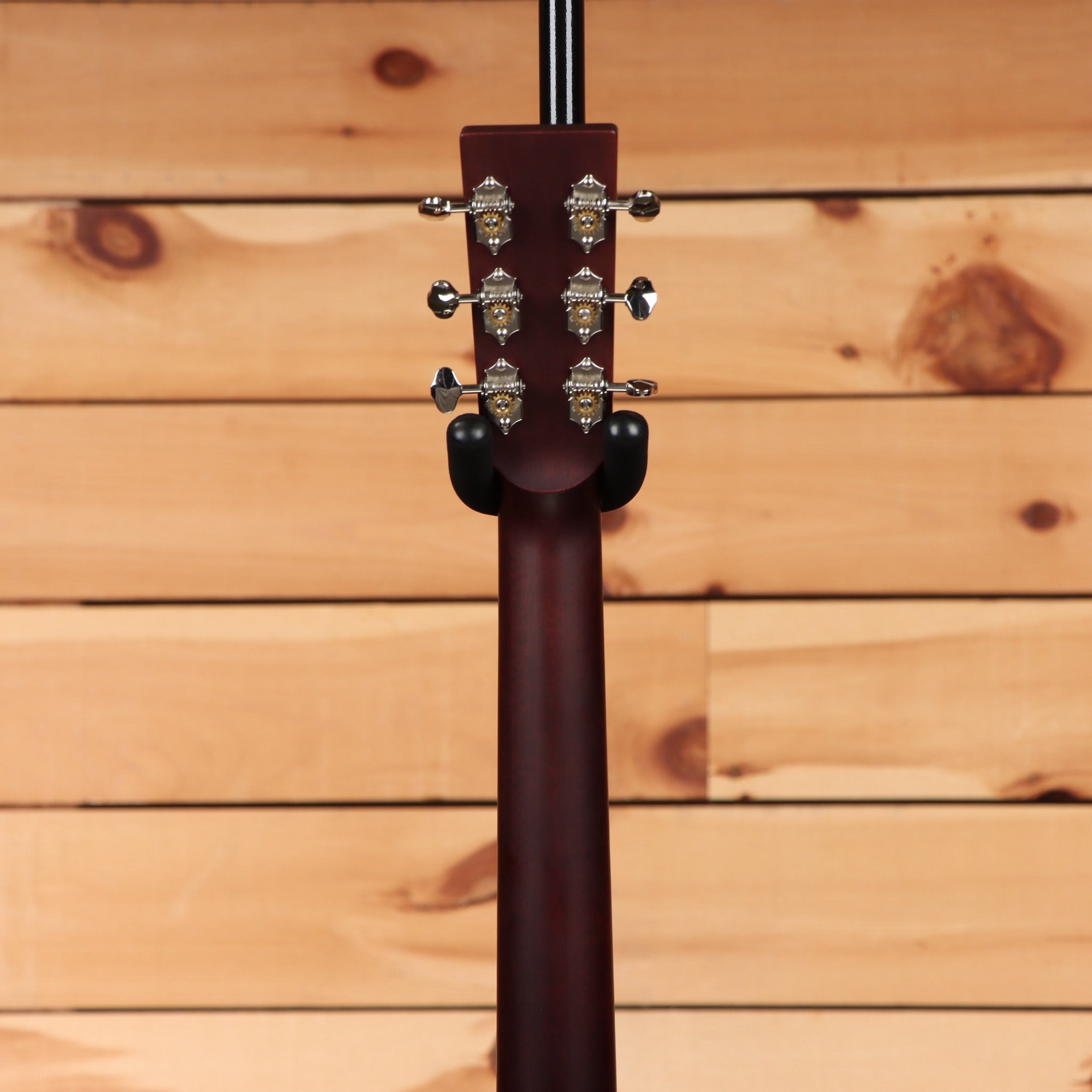 Boucher SG52V natural acoustic guitar with slotted headstock and chrome tuning machines