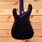 Jackson Righteous Run Custom Soloist electric guitar Red to Blue Shift finish with black hardware rear cavity covers