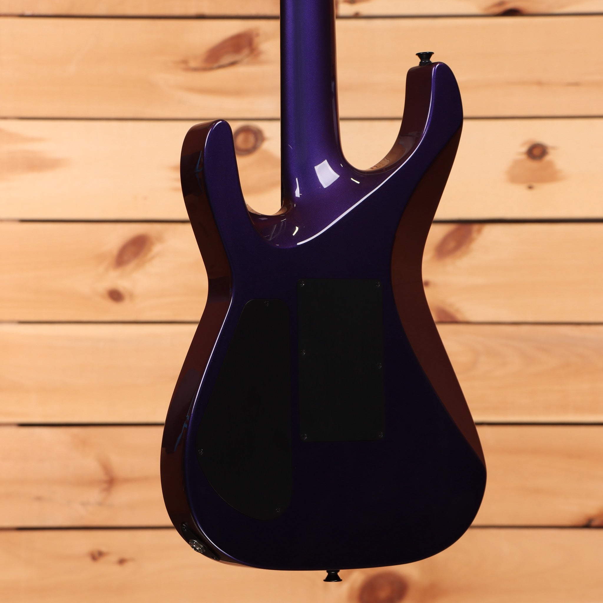 Jackson Righteous Run Custom Soloist electric guitar Red to Blue Shift finish with black hardware rear cavity covers