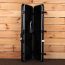 Jackson Righteous Run Custom Soloist hard-shell ABS guitar case open showing black plush interior with latches